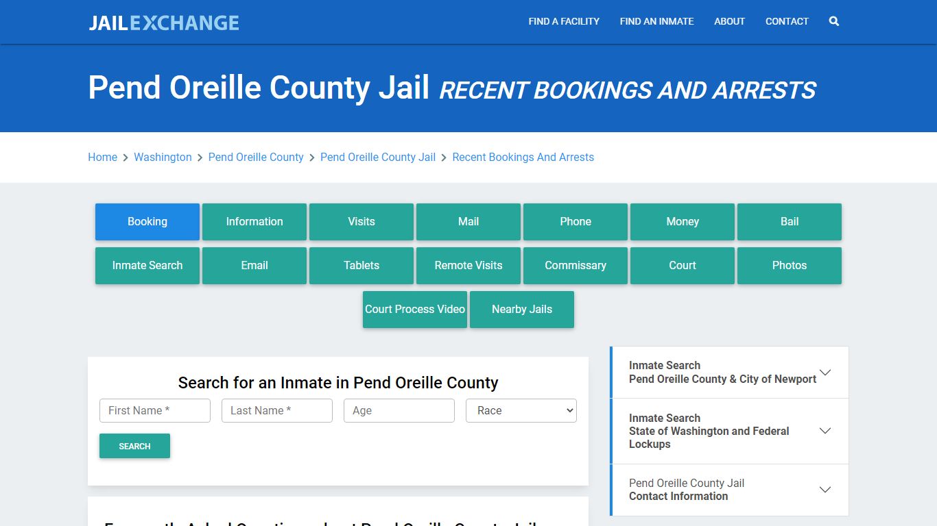 Pend Oreille County Jail Recent Bookings And Arrests